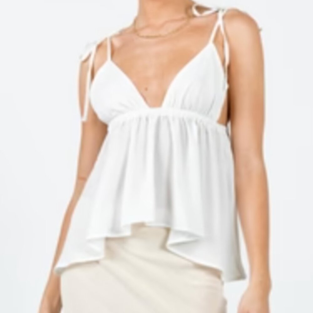 Princess Polly White Hearts Flutter Flowy Top